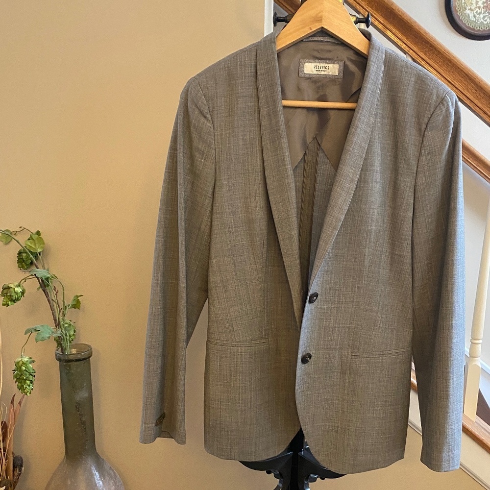 Peserico Unisex Wool Blend Light Grey Blazer Jacket Size 46 US Small